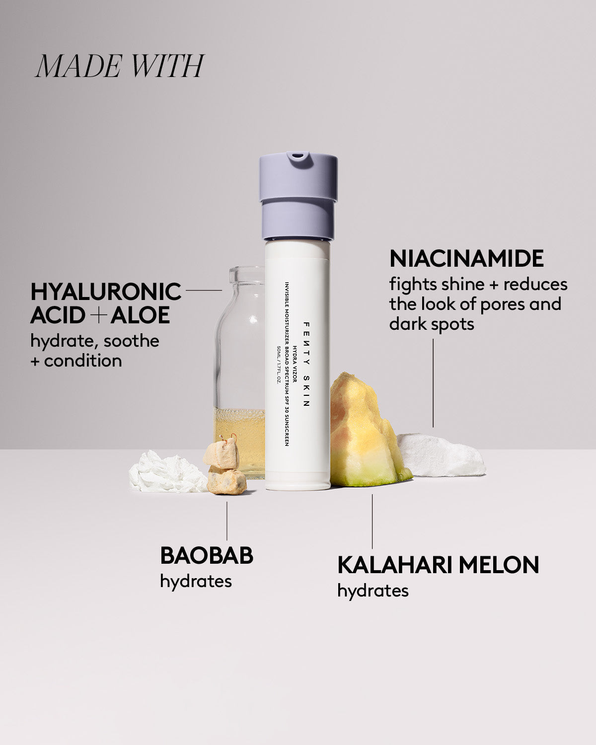 Hydra Vizor Refill Invisible Moisturizer Broad Spectrum Spf 30 Sunscreen with Niacinamide + Kalahari Melon