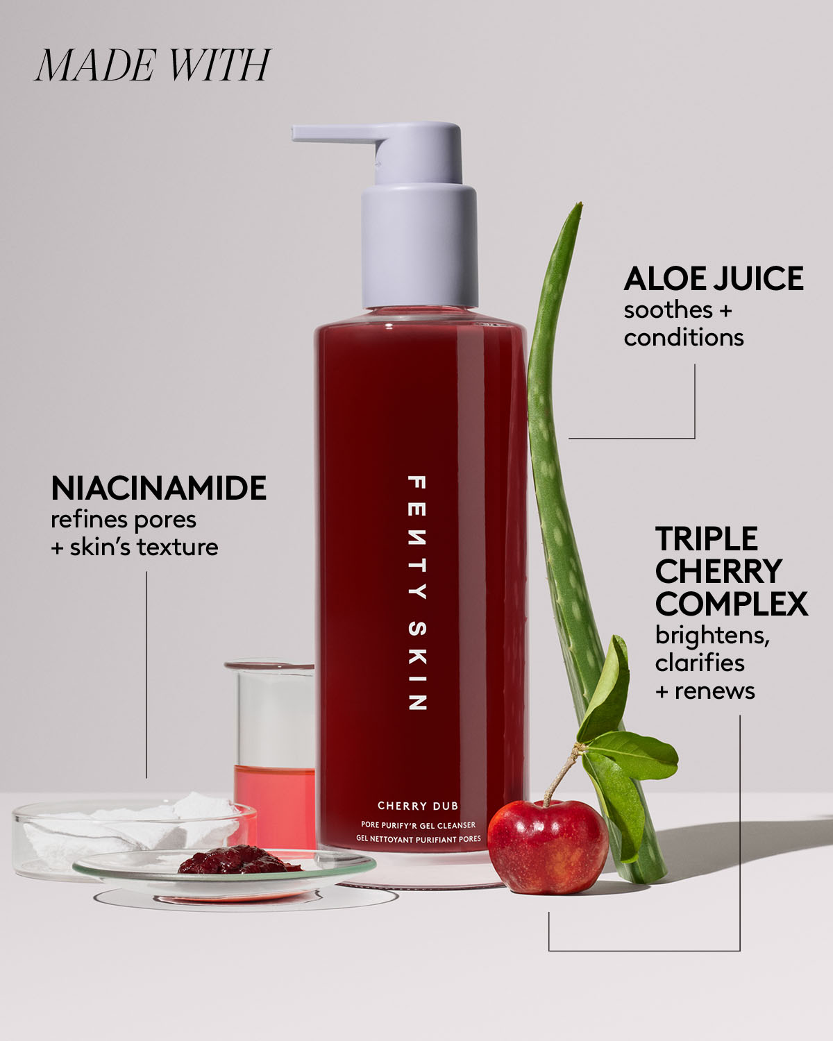 Cherry Dub Pore Purify'r Gel Cleanser with Niacinamide + Aloe Juice