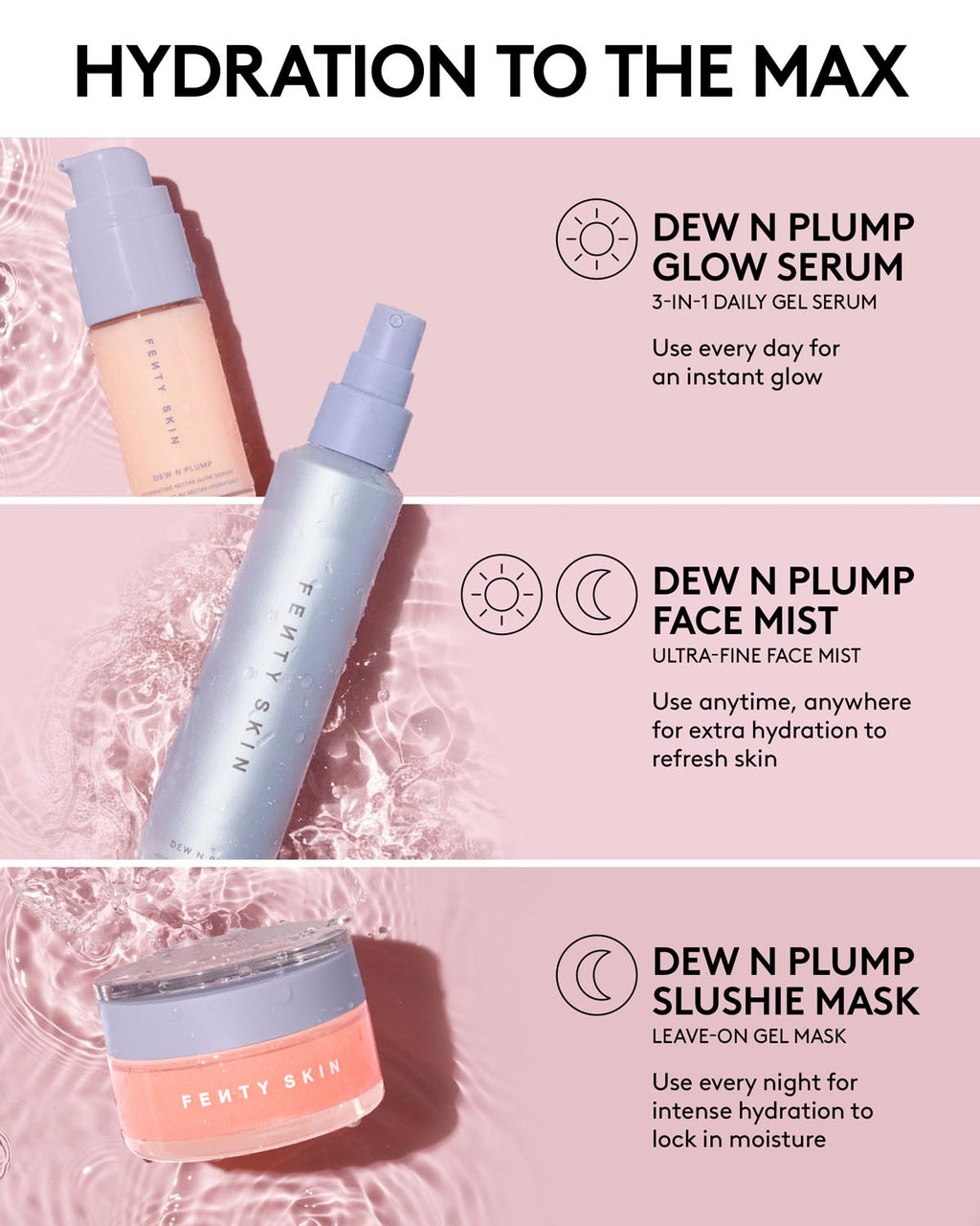 Dew N Plump Trio: Dew N Plump Face Mist. Serum + Slushie Mask